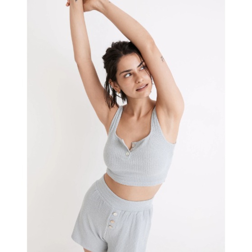 Madewell Crop Tank Top Ribbed‎ Sleeveless Glassware Blue Womens XXL Comfy Lounge